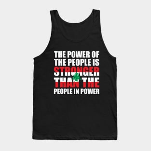 Lebanon The Power of The People Solidarity Lebanese Flag Design - wht Tank Top